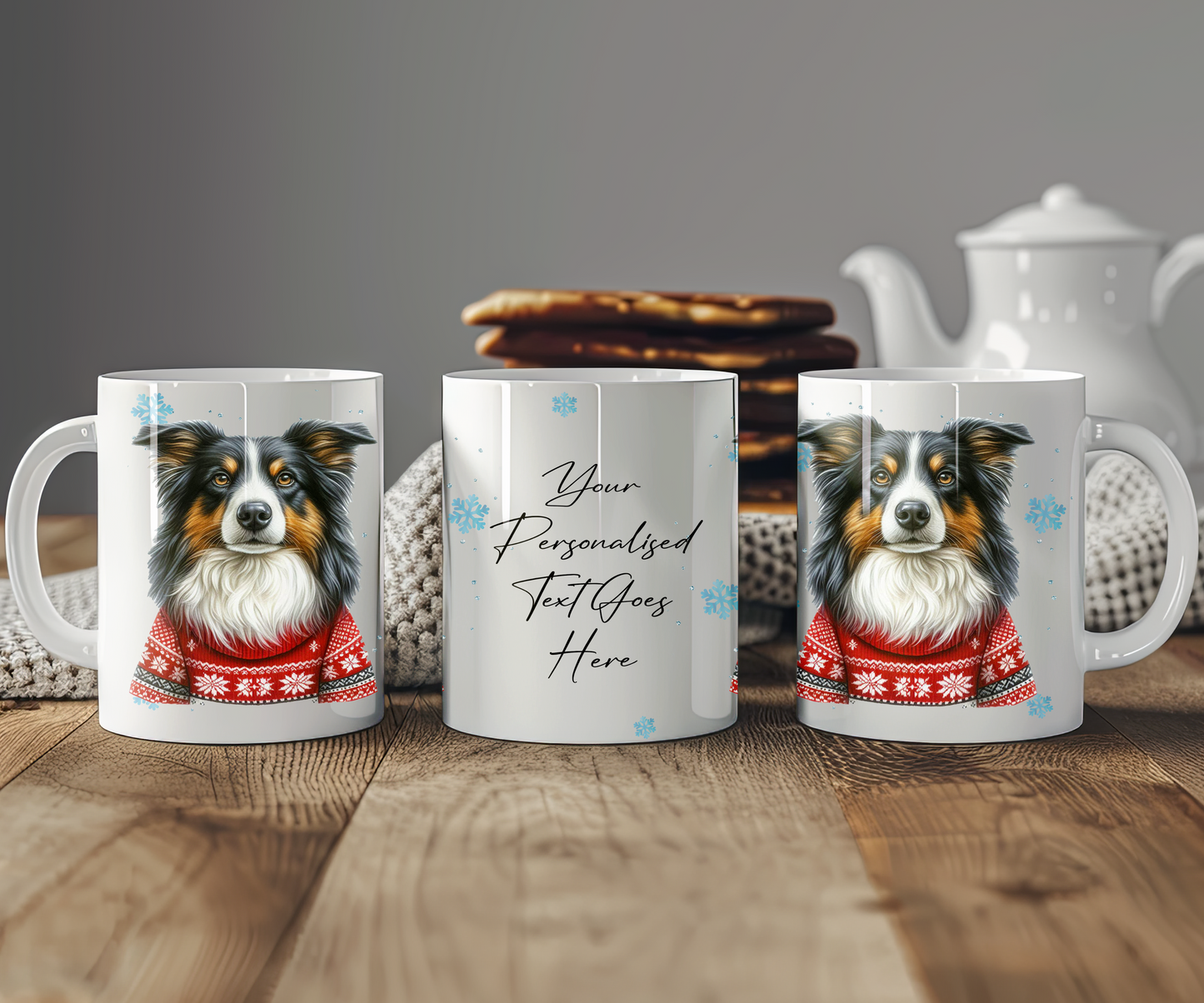 Personalised Border Collie Dog Christmas Jumper Gift Mug