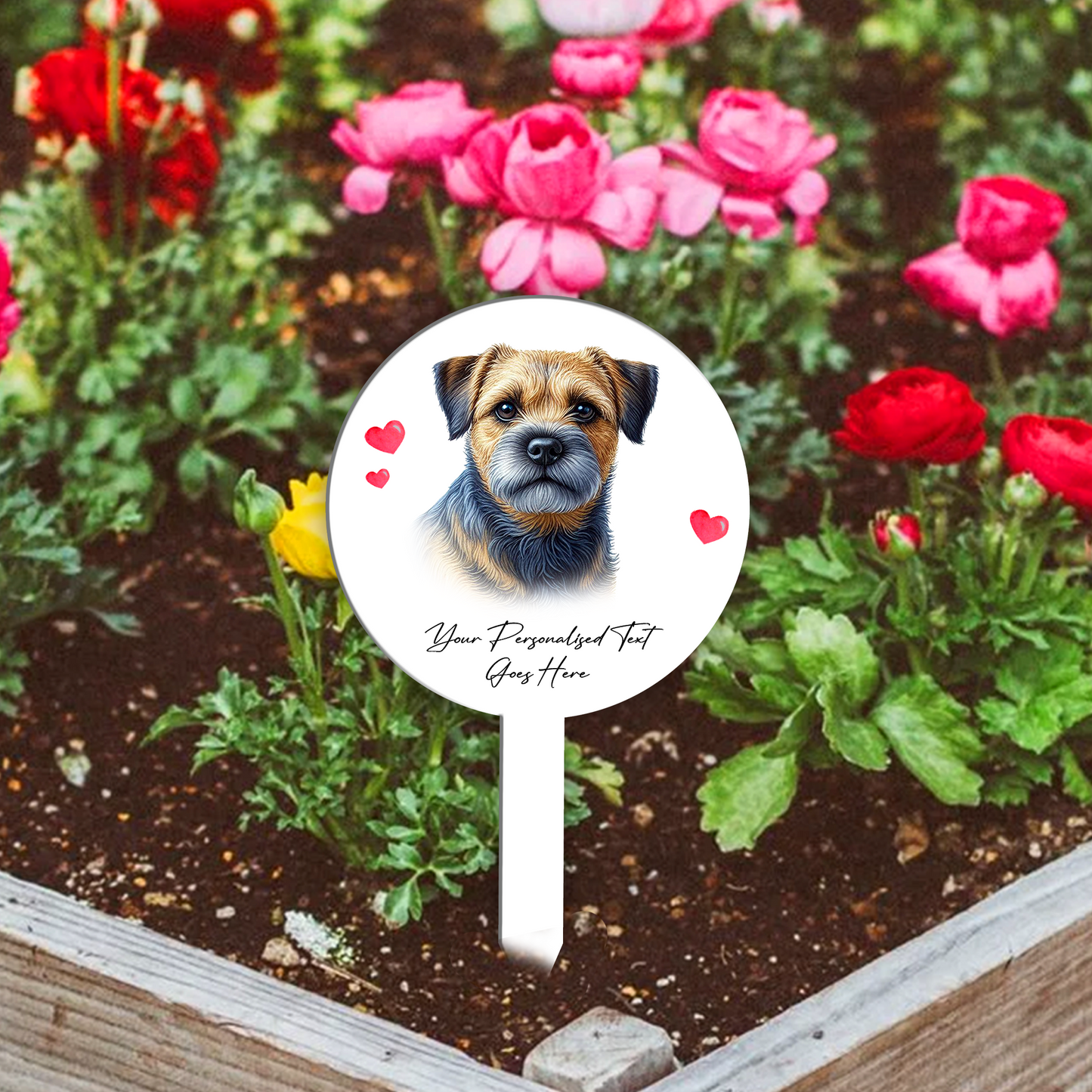 Personalised Dog Love Heart Grave Marker - Blue and Tan Border Terrier