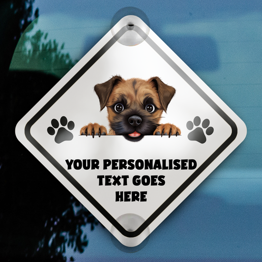 Personalised Dog On Board Car Window Sign - Border Terrier