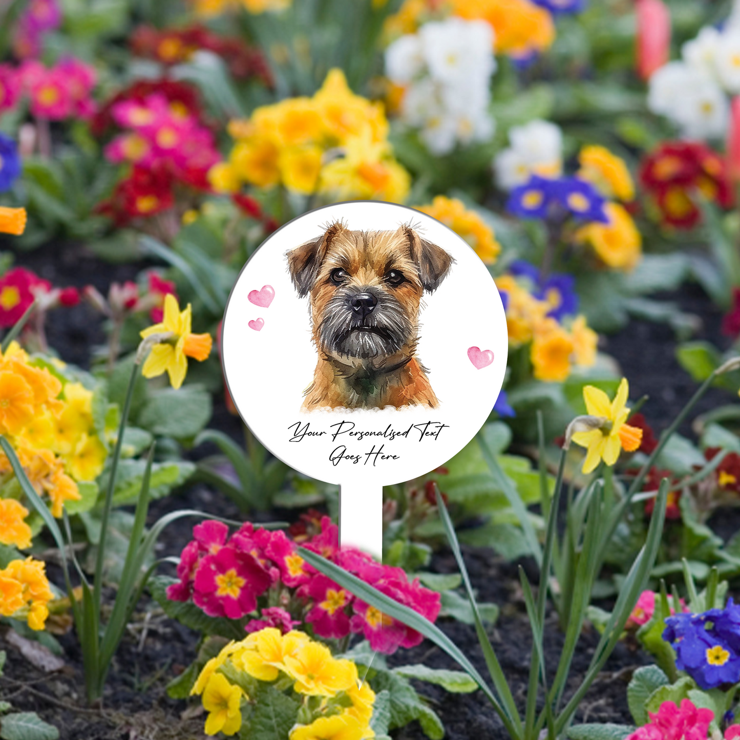 Personalised Dog Love Heart Grave Marker - Border Terrier