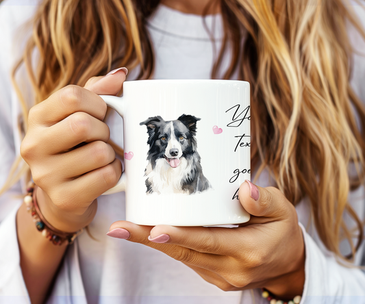 Personalised Dog Gift Mug - Border Collie with Custom Message and Optional Hearts