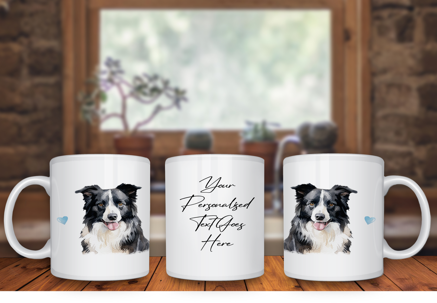 Personalised Dog Gift Mug - Border Collie with Custom Message and Optional Hearts