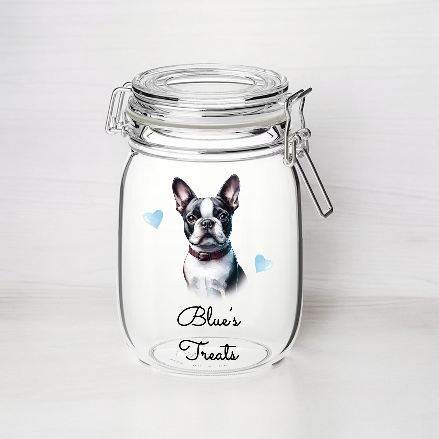 Personalised Boston Terrier Dog Treat Kilner Style Gift Jar - DGJR06