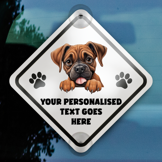 Personalised Dog On Board Car Window Sign - Boxer