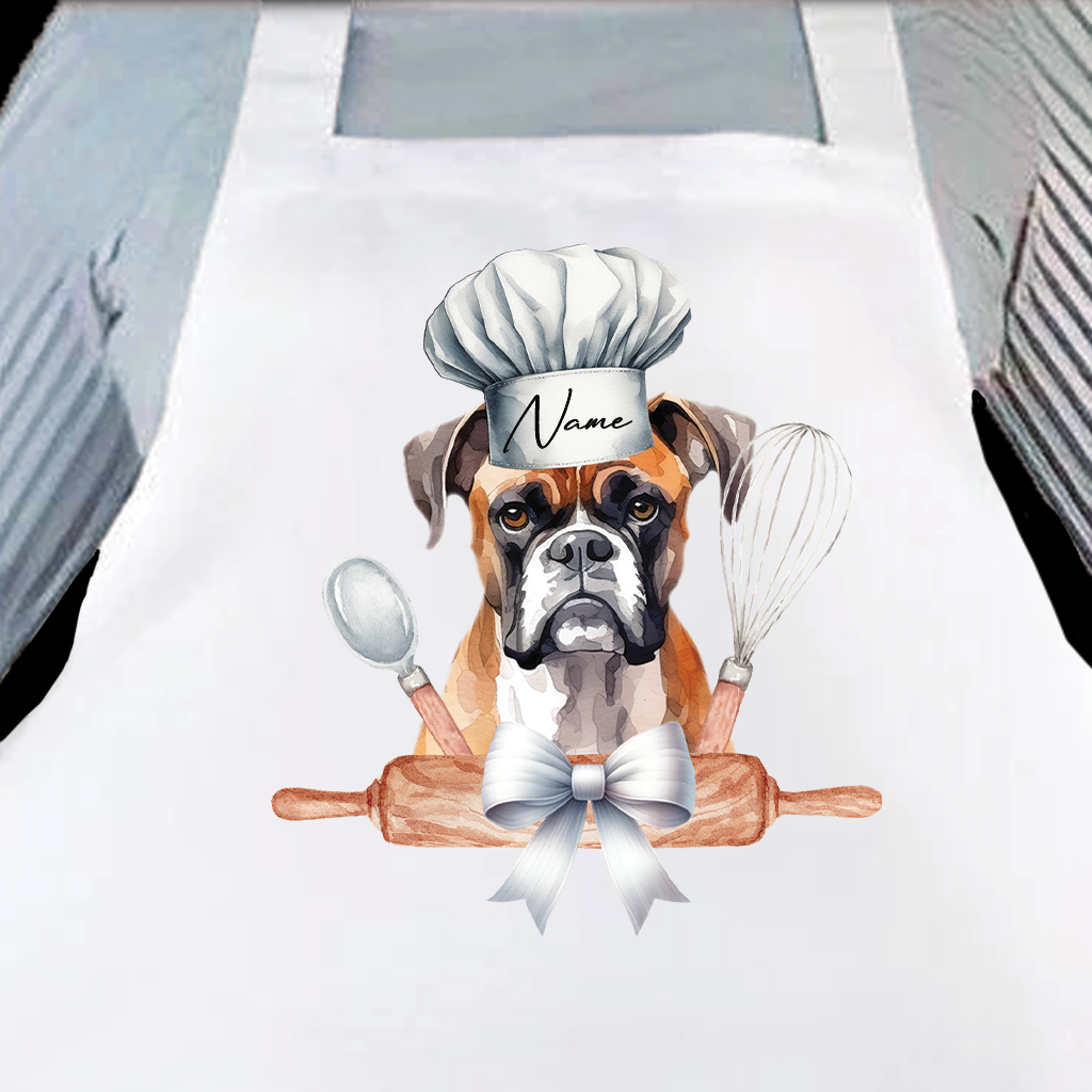 Personalised Pet Chef Dog - Boxer - Keepsake Gift Kitchen Baking Cooking Apron, by Floppsie Moppsie – floppsiemoppsie at floppsiemoppsie.co.uk