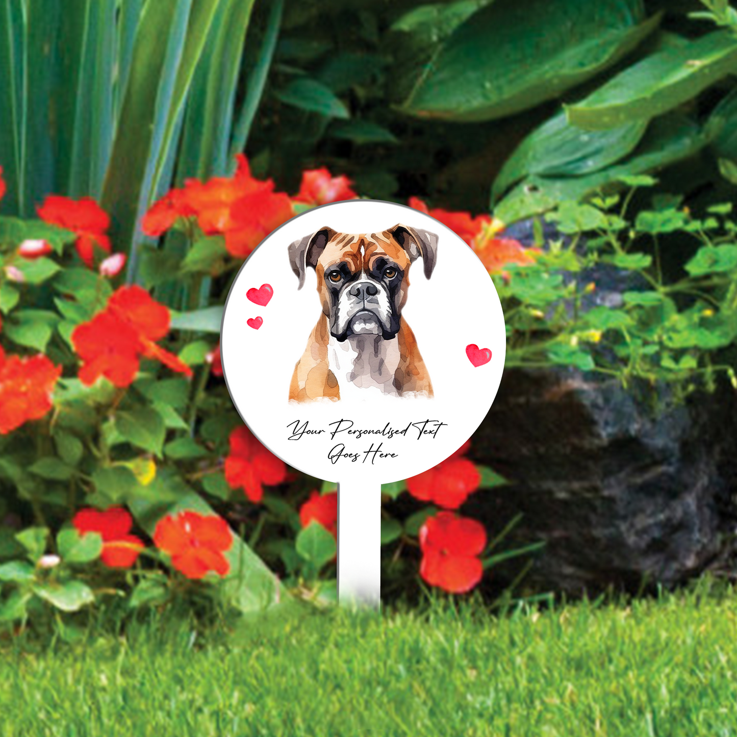 Personalised Dog Love Heart Grave Marker - Boxer