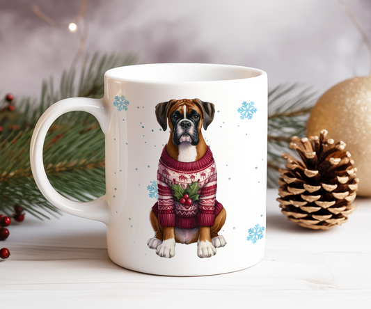 Personalised Boxer Dog Christmas Jumper Gift Mug