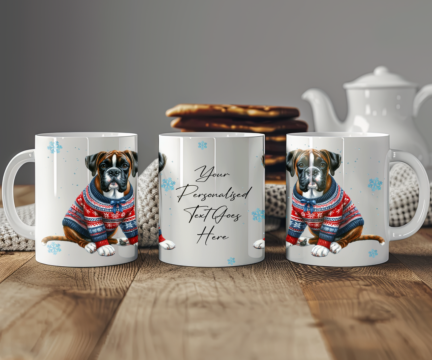 Personalised Boxer Dog Christmas Jumper Gift Mug - Style B