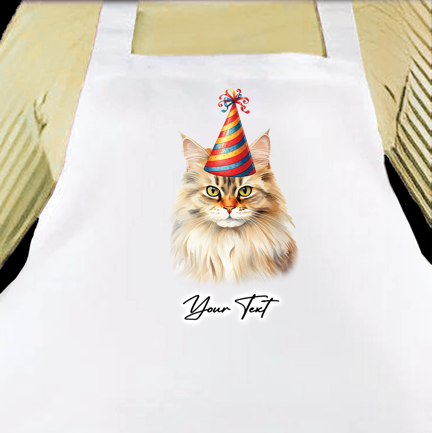 Personalised Cat Birthday Party Hat Cooking Apron - British Longhair