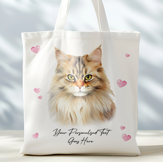 Personalised Cat Love Hearts British Longhair Tote Bag