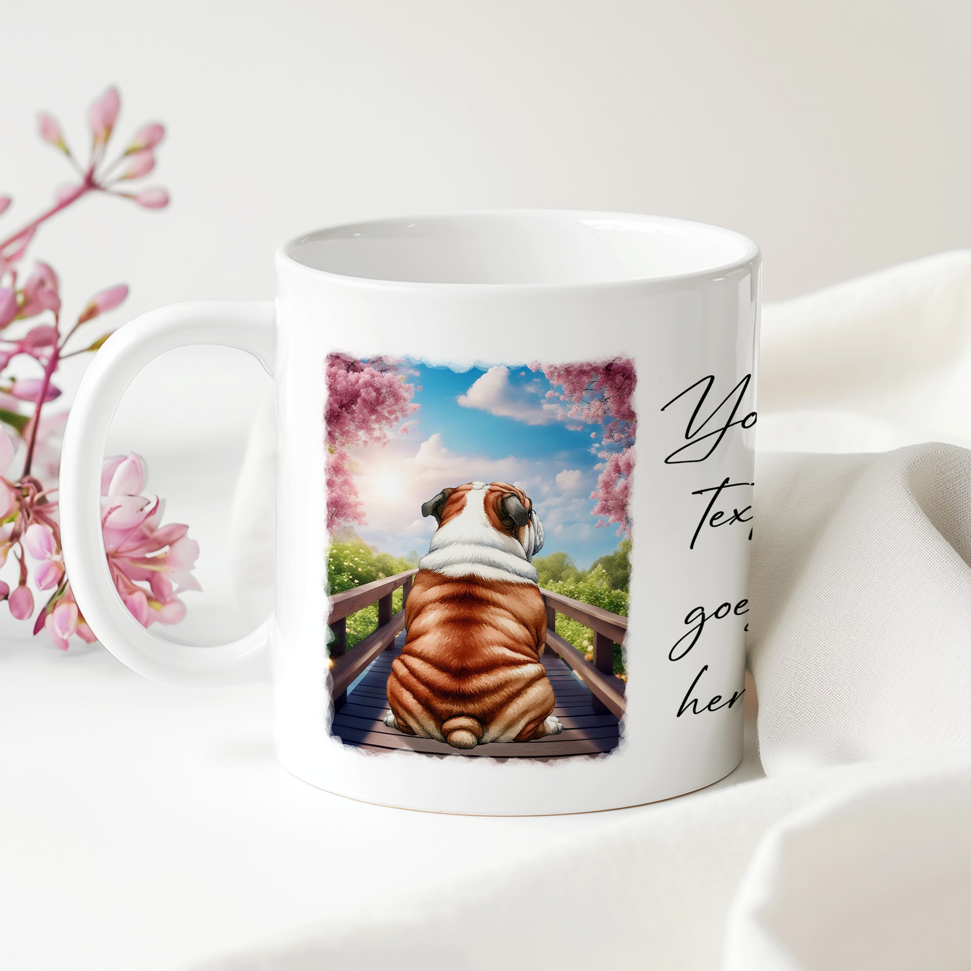 Personalised Bridge Dog Memorial Bulldog - Keepsake Gift Mug, by Floppsie Moppsie – floppsiemoppsie at floppsiemoppsie.co.uk