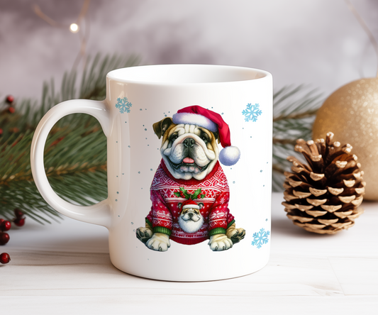 Personalised Bulldog Dog Christmas Jumper Gift Mug