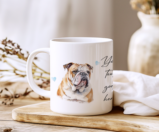 Personalised Dog Gift Mug - Bulldog with Custom Message and Optional Hearts