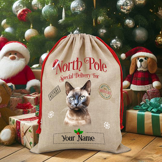 Personalised Burmese - Cat North Pole Santa Sack