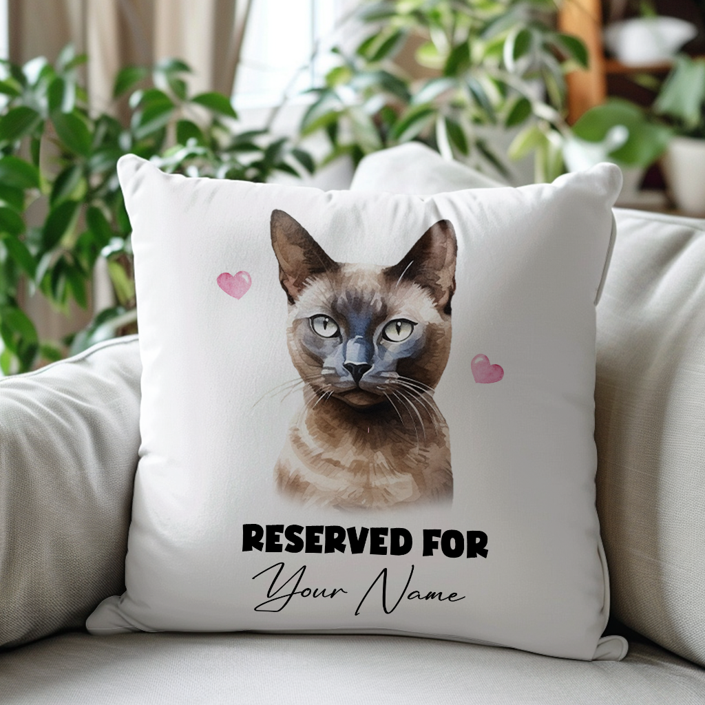 Personalised Burmese Cat RESERVED FOR - Cushion Cover Gift