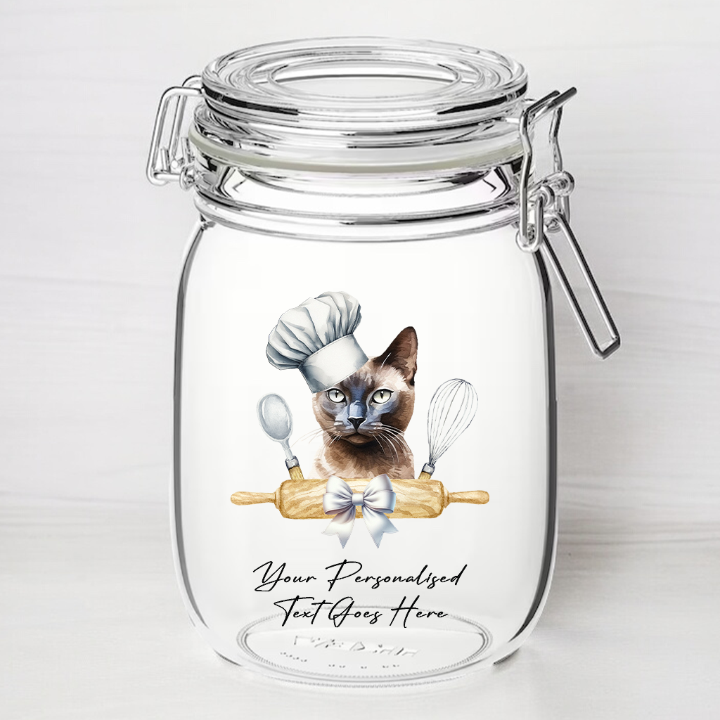 Personalised Burmese Chef Cat - Kilner Style Gift Jar