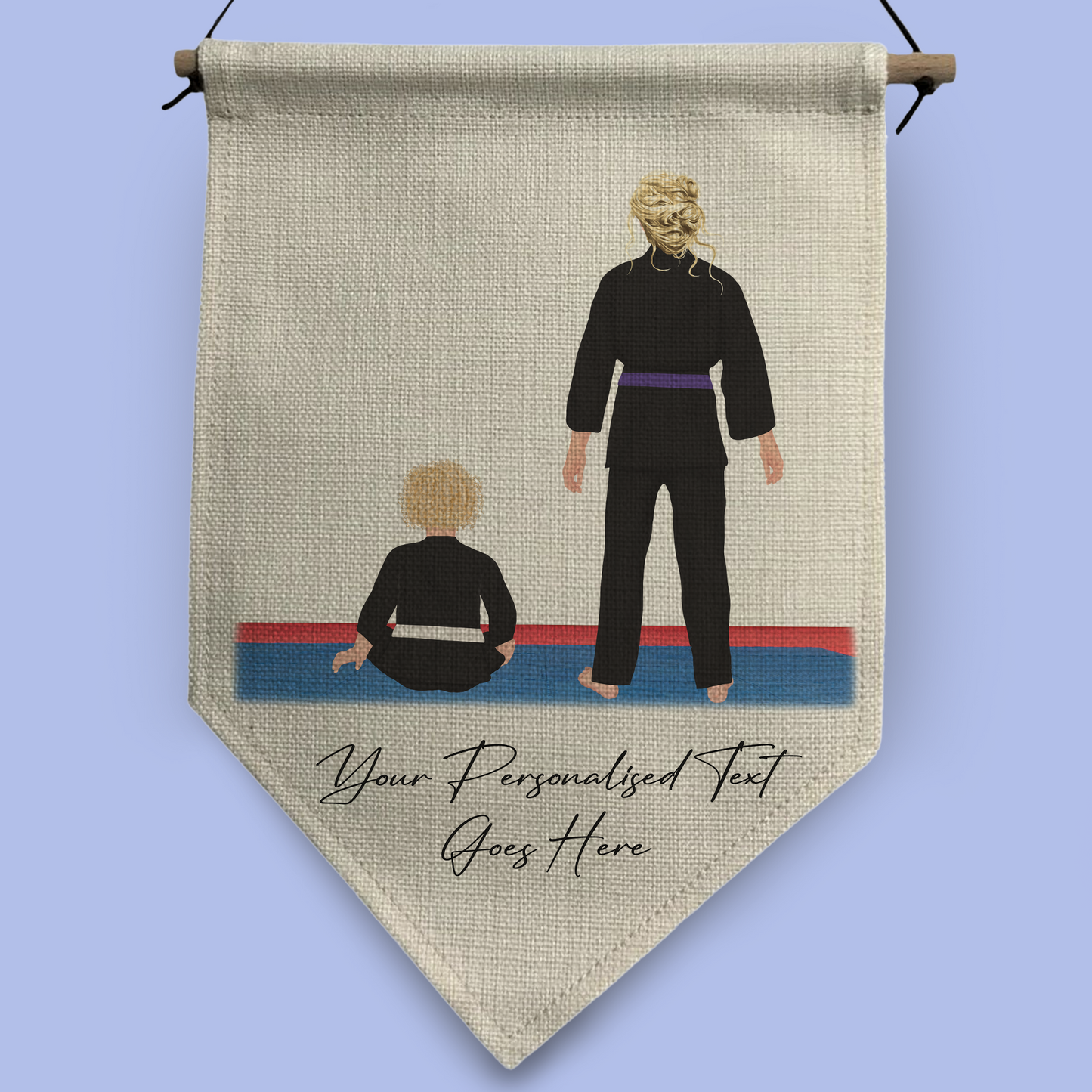 Personalised Karate, Judo, Ju Jitsu, Taekwondo Martial Arts Gi Creator - Pennant Flag - 2 People