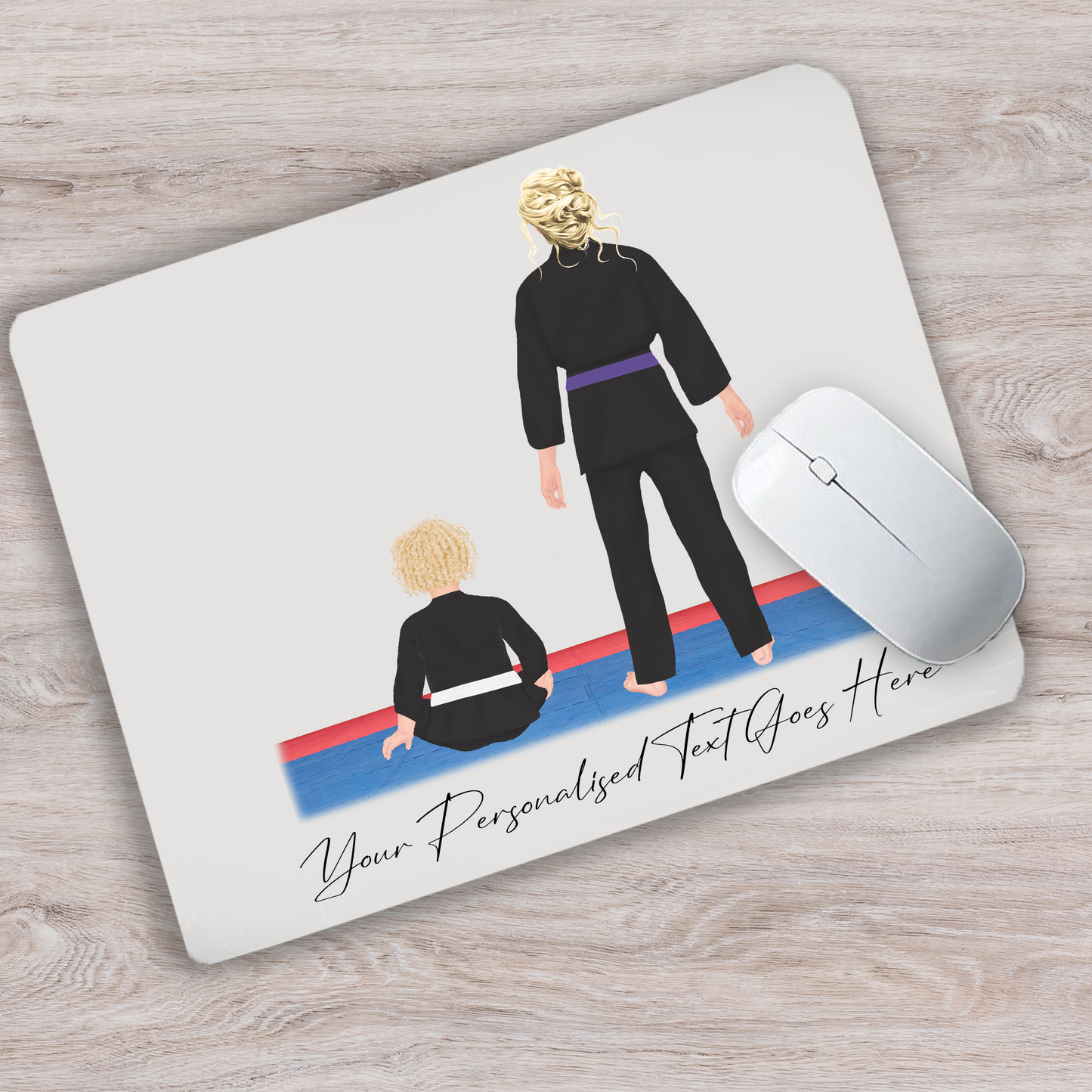 Personalised Karate, Judo, Ju Jitsu, Taekwondo Martial Arts Gi Creator - Mouse Mat - 2 People