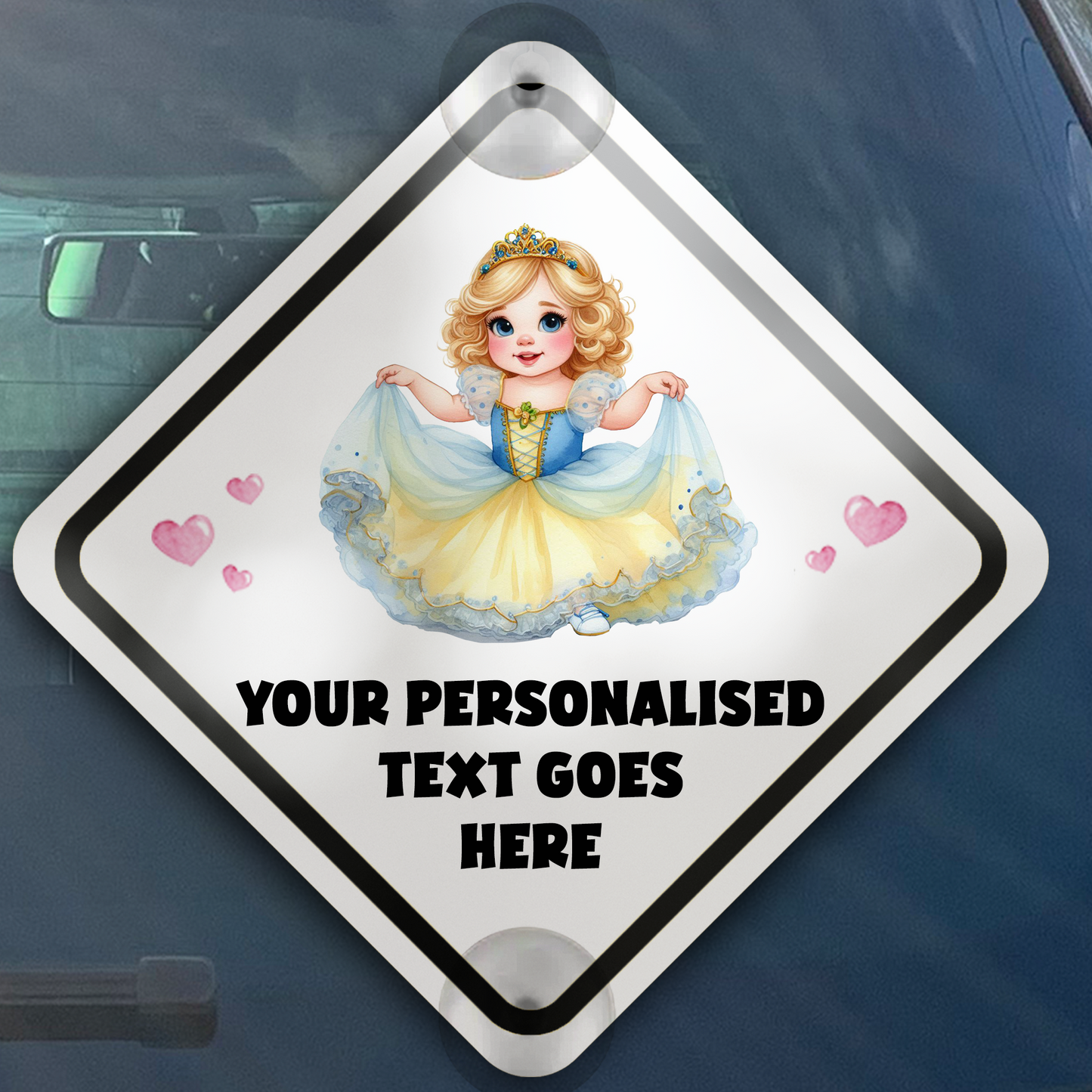 Personalised Baby Child On Board Car Window Sign - Princess A