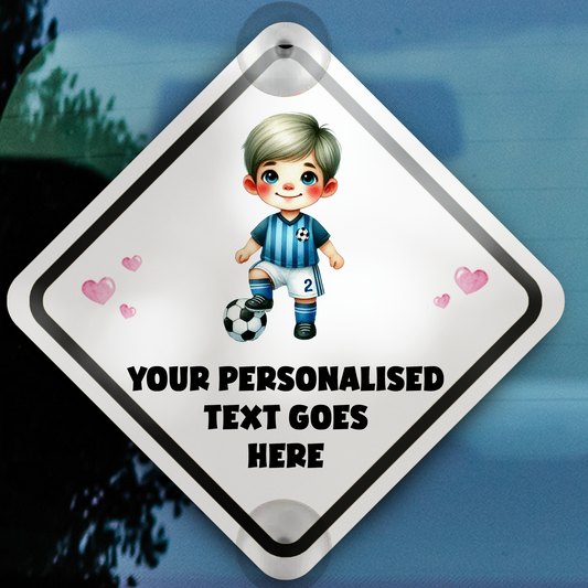 Personalised Baby Child On Board Car Window Sign - Football B