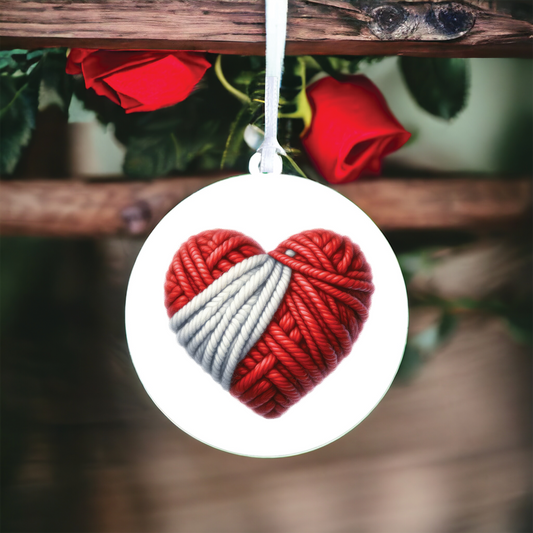 Cute Knitted Mended Love Heart Decoration D