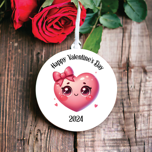 Personalised Cute Heart with Bow Love Decoration B