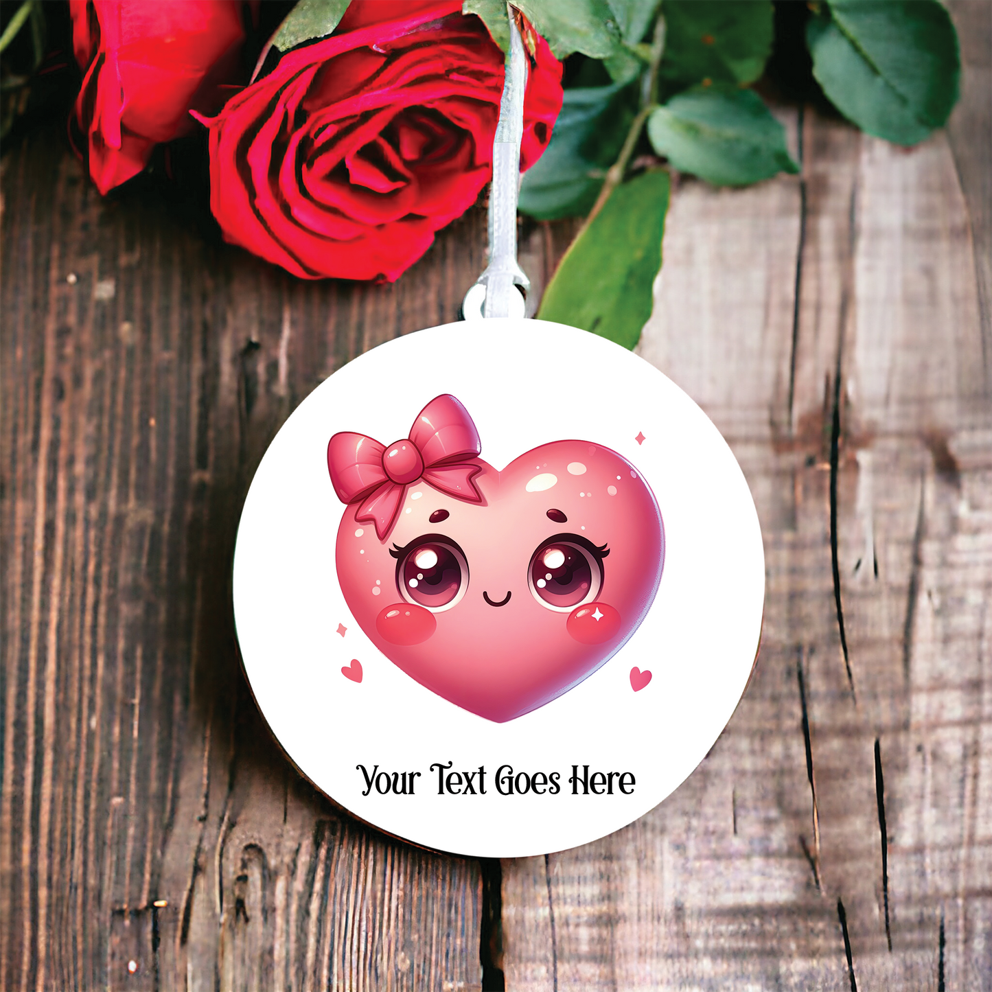 Personalised Cute Heart with Bow Love Decoration C