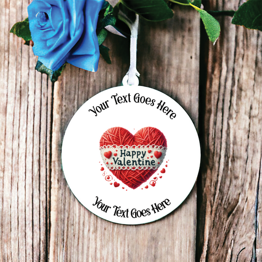 Personalised Cute Knitted Valentine Heart Decoration A