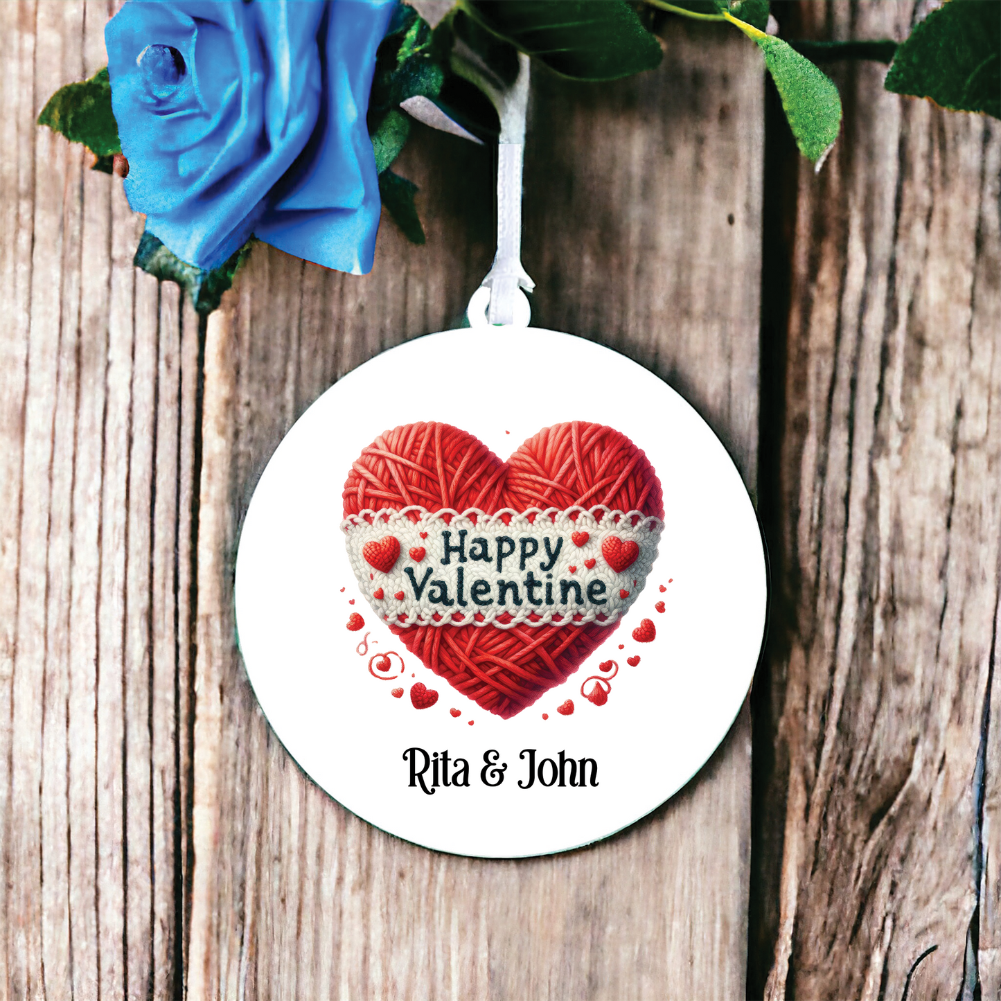 Personalised Cute Knitted Valentine Heart Decoration C