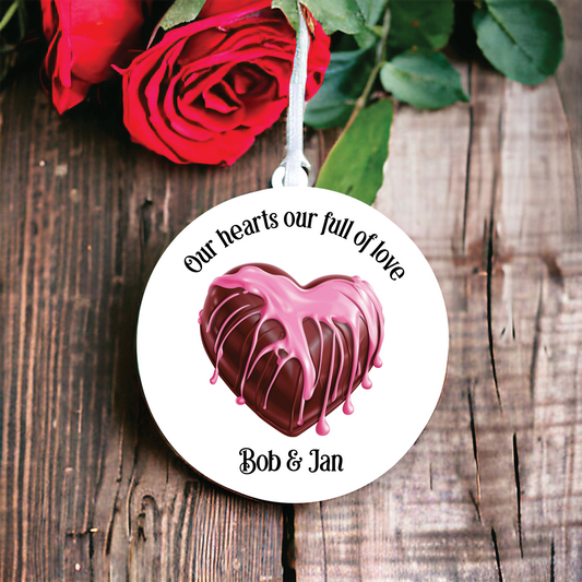 Personalised Cute Chocolate Love Heart Decoration B