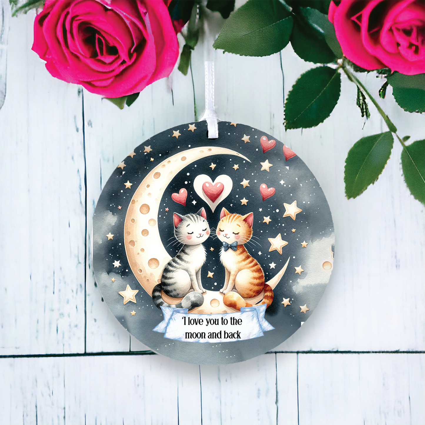 Personalised Cat Moon Love Decoration