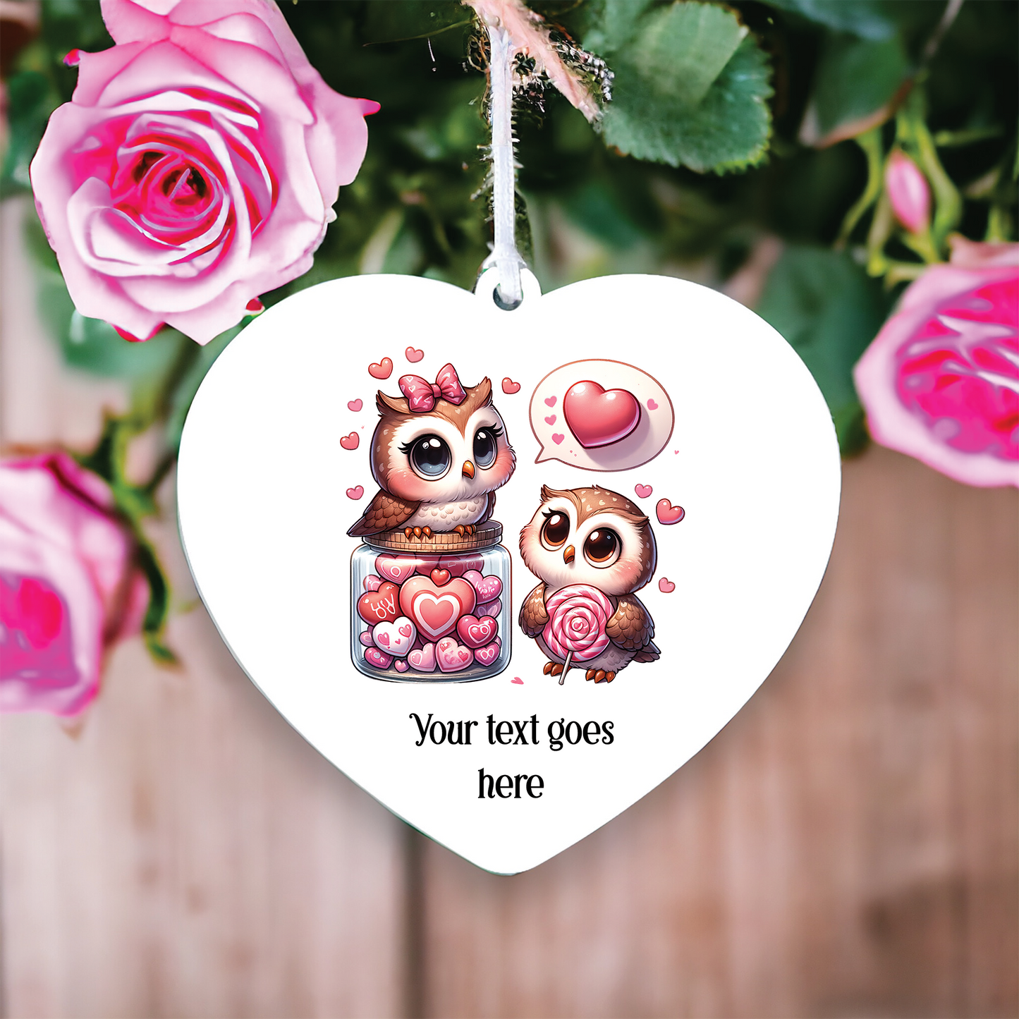 Personalised Owl Sweet Heart Decoration