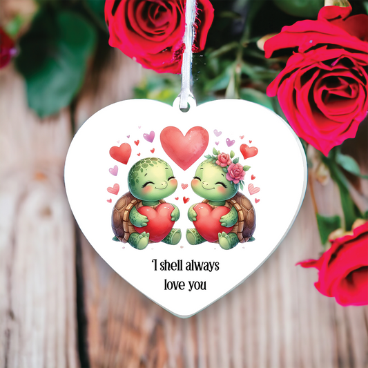 Personalised Turtle Love Hearts Decoration