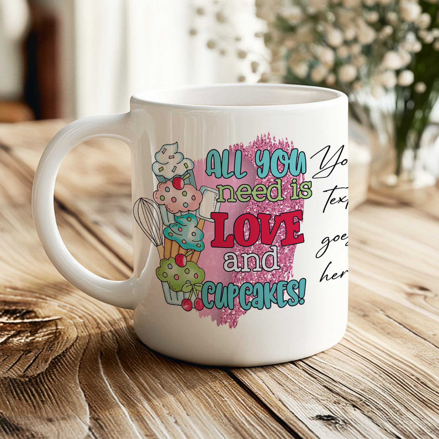 Personalised Farmhouse Love and Cupcakes Gift Mug