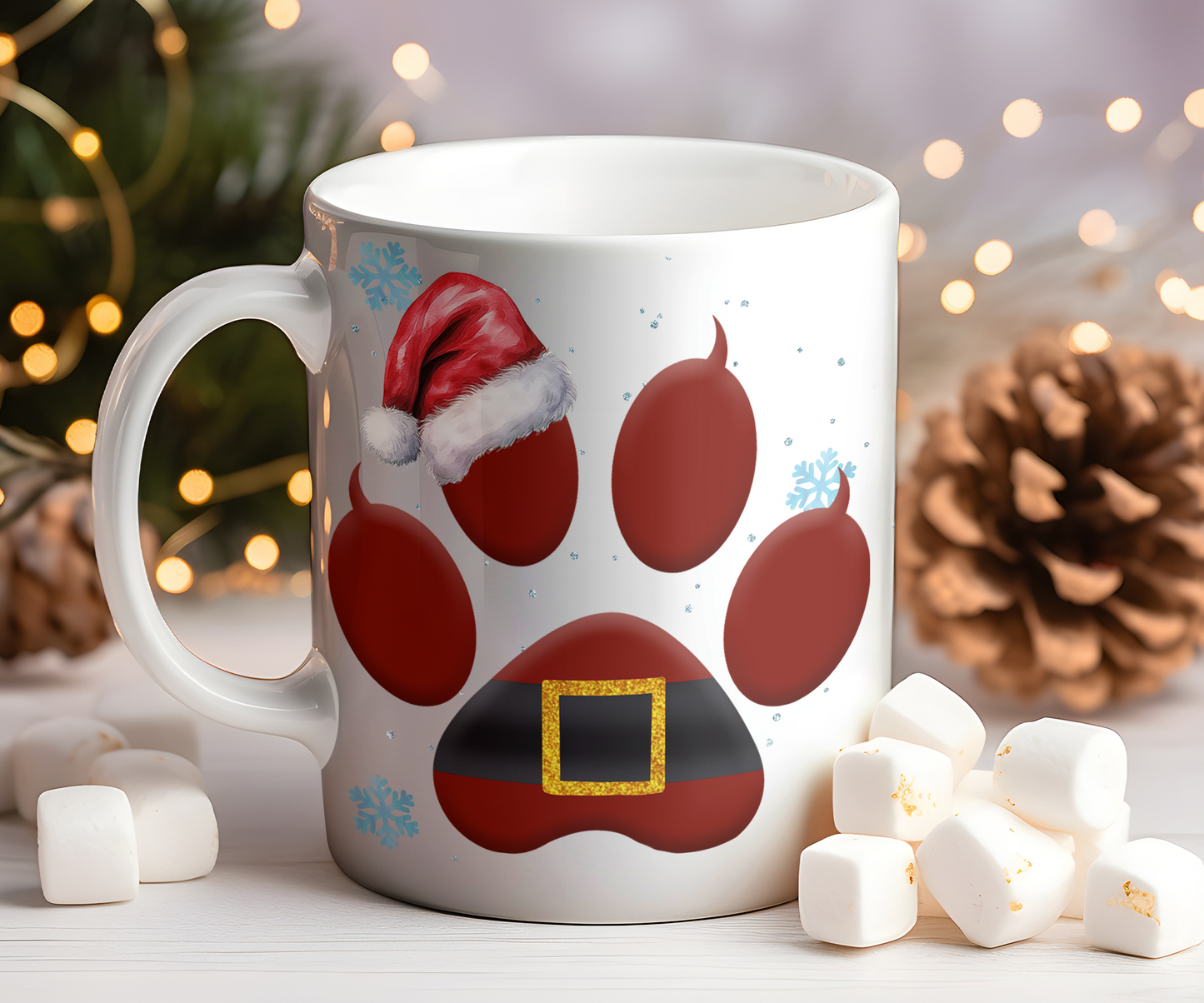 Personalised Christmas Cat Paw - Santa Theme - Gift Mug