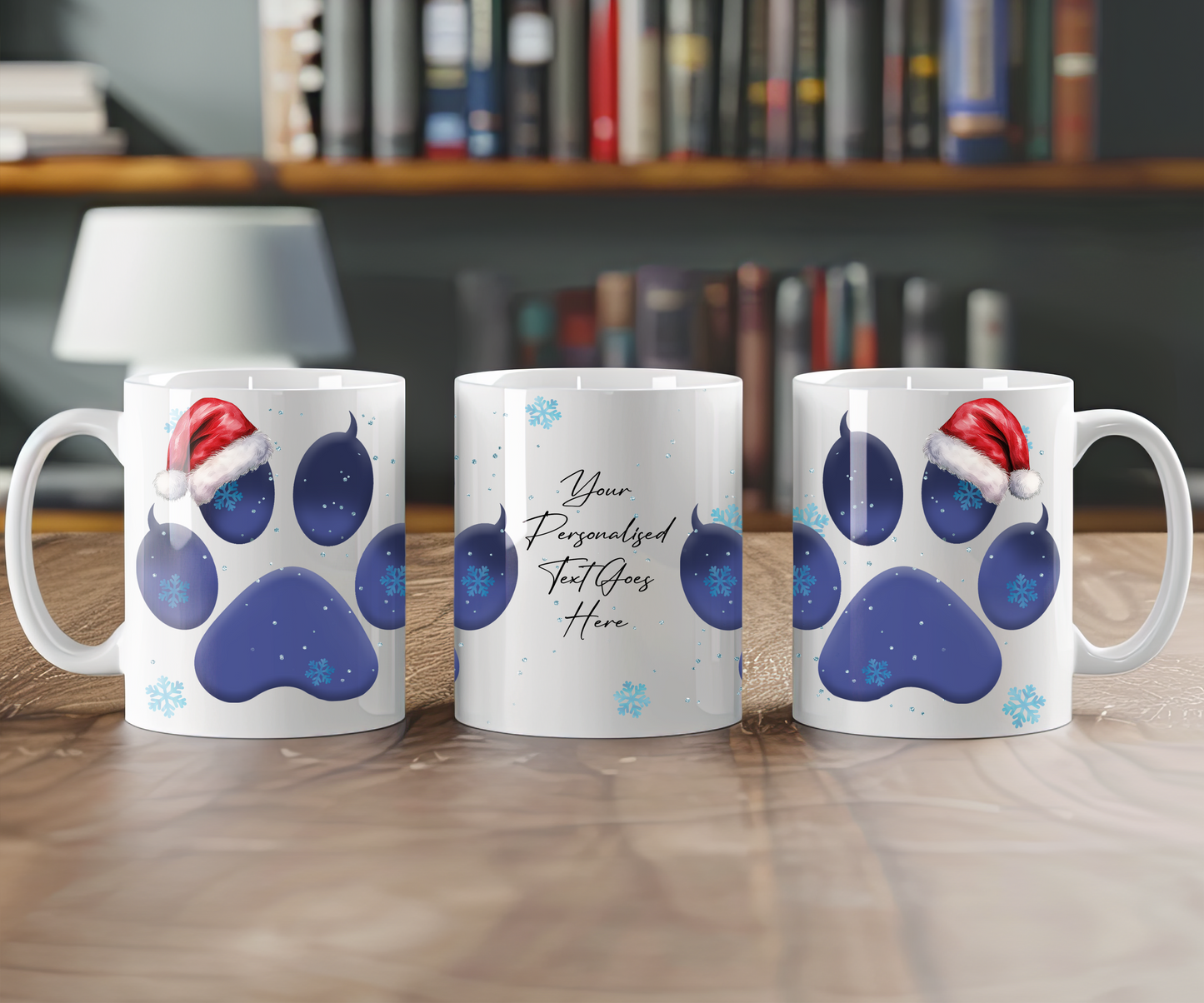 Personalised Christmas Cat Paw - Snow Theme - Gift Mug