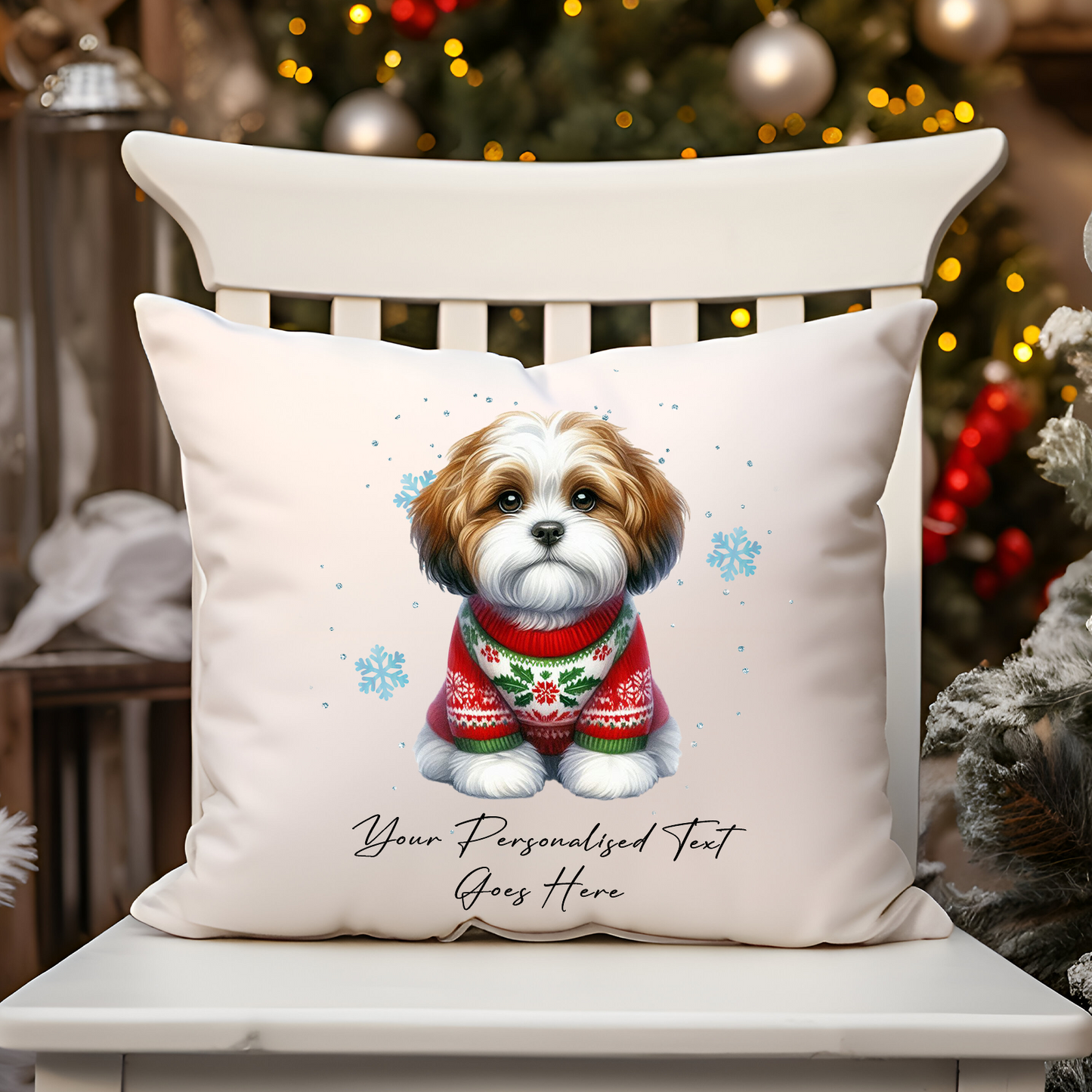 Personaslied Cavachon Dog Christmas jumper Cushion Cover Gift