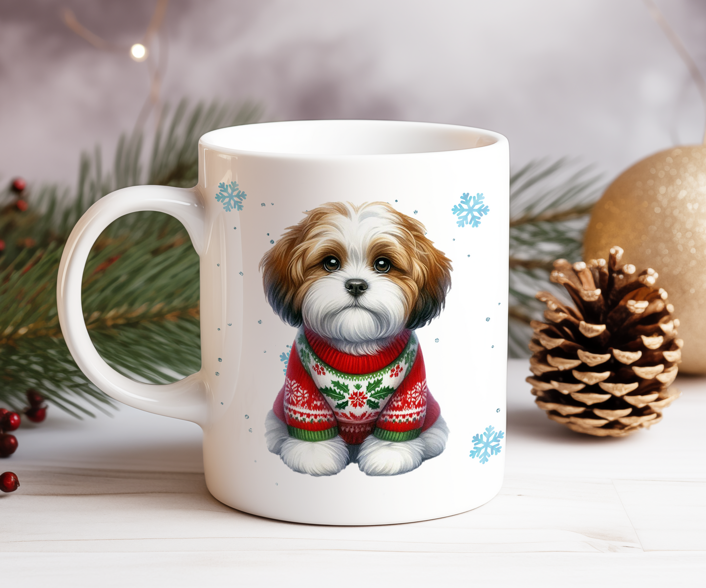 Personalised Cavachon Dog Christmas Jumper Gift Mug