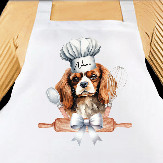 Personalised Pet Chef Dog - Cavalier King Charles Spaniel - Keepsake Gift Kitchen Baking Cooking Apron, by Floppsie Moppsie – floppsiemoppsie at floppsiemoppsie.co.uk