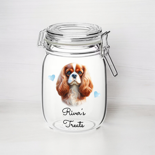 Personalised Cavalier King Charles Spaniel Dog Treat Kilner Style Gift Jar - DGJR08