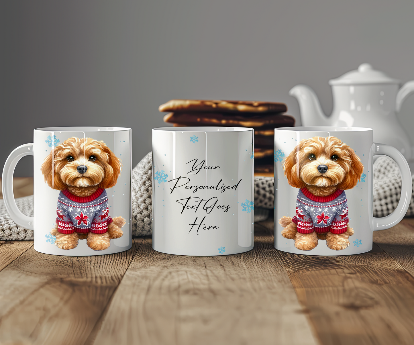 Personalised Cavapoo Dog Christmas Jumper Gift Mug