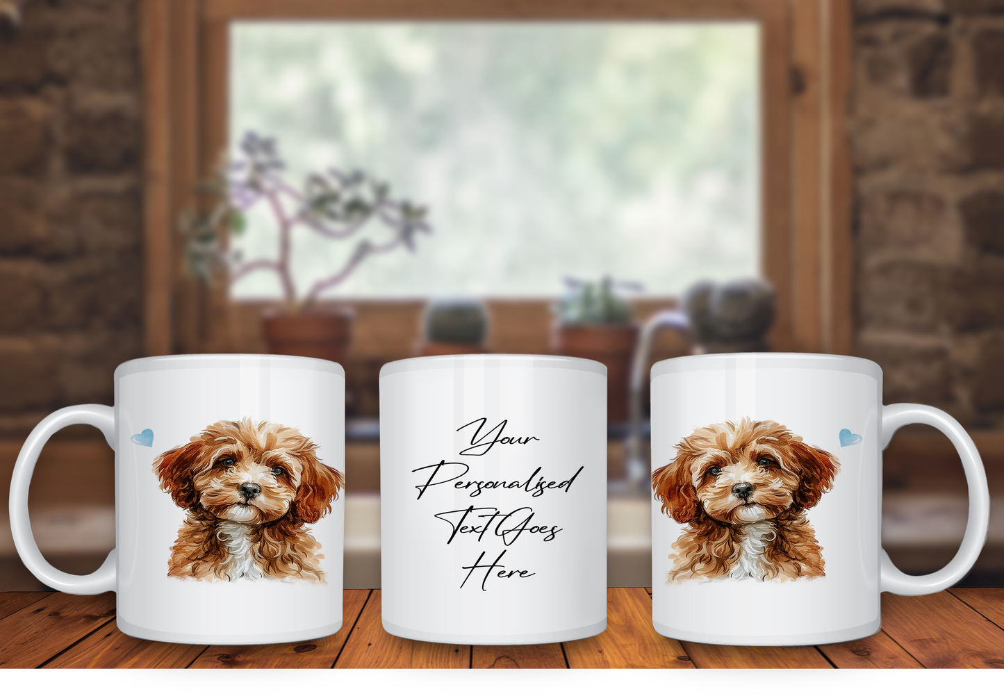 Personalised Dog Gift Mug - Cavapoo with Custom Message and Optional Hearts