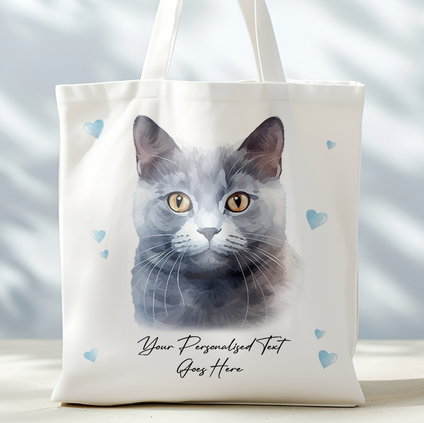 Personalised Cat Love Hearts Burmese Tote Bag