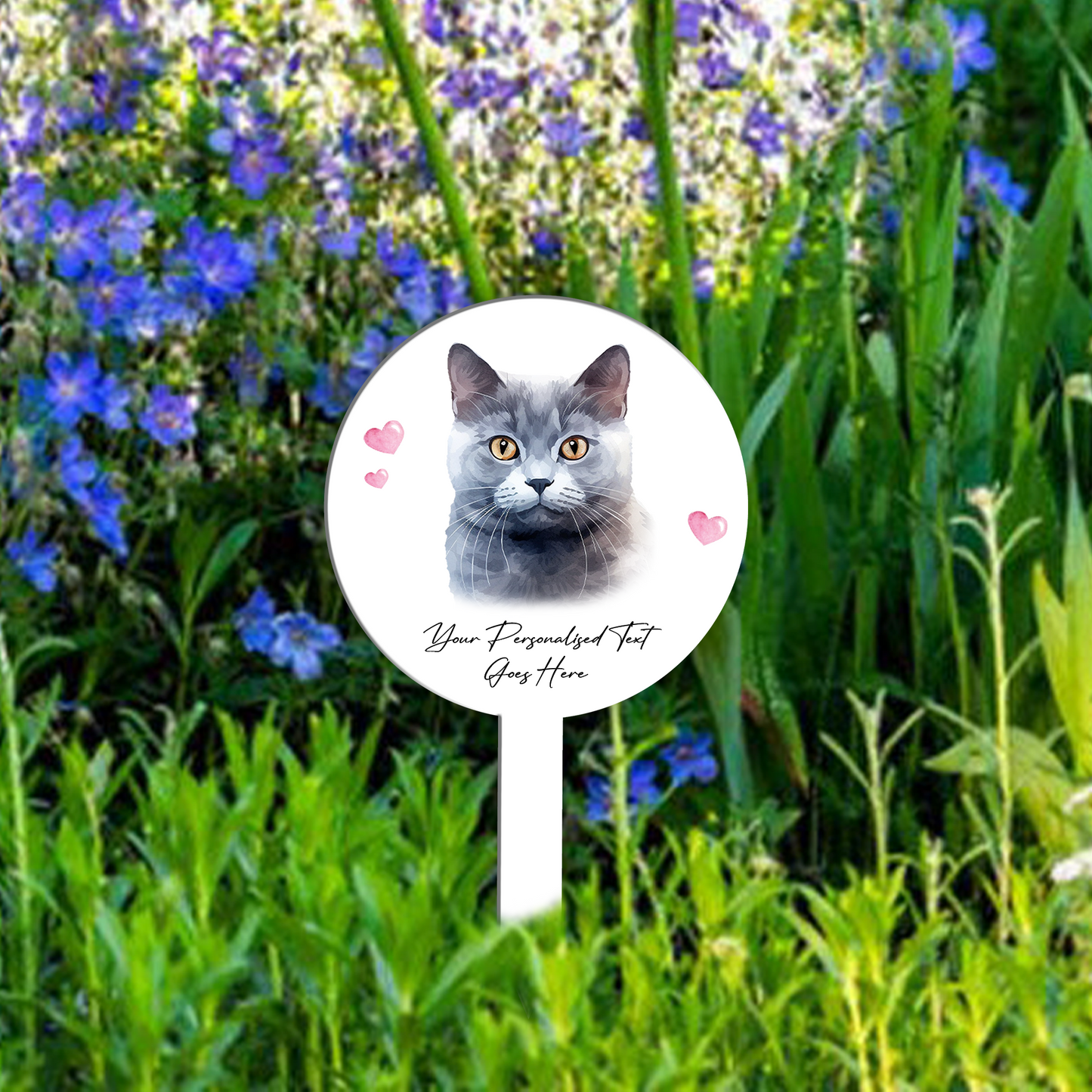 Personalised Cat Love Heart Grave Marker - Chartreux