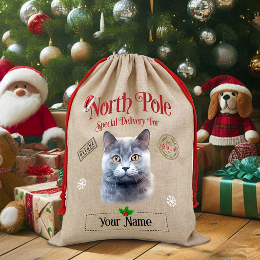 Personalised Chartreux - Cat North Pole Santa Sack