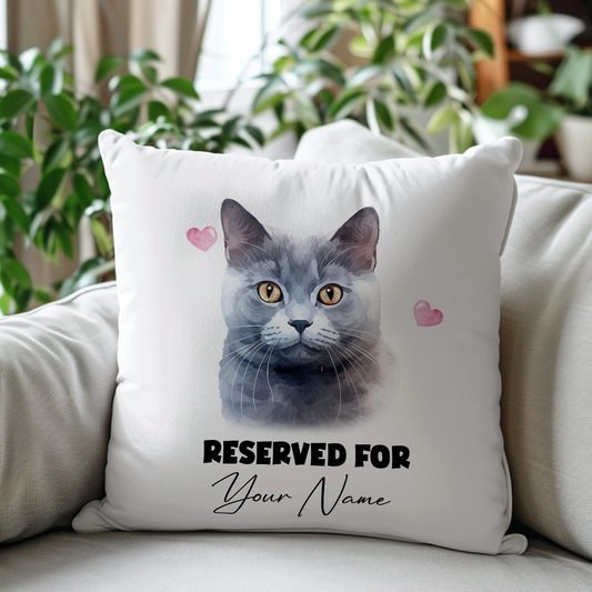 Personalised Chartreux Cat RESERVED FOR - Cushion Cover Gift