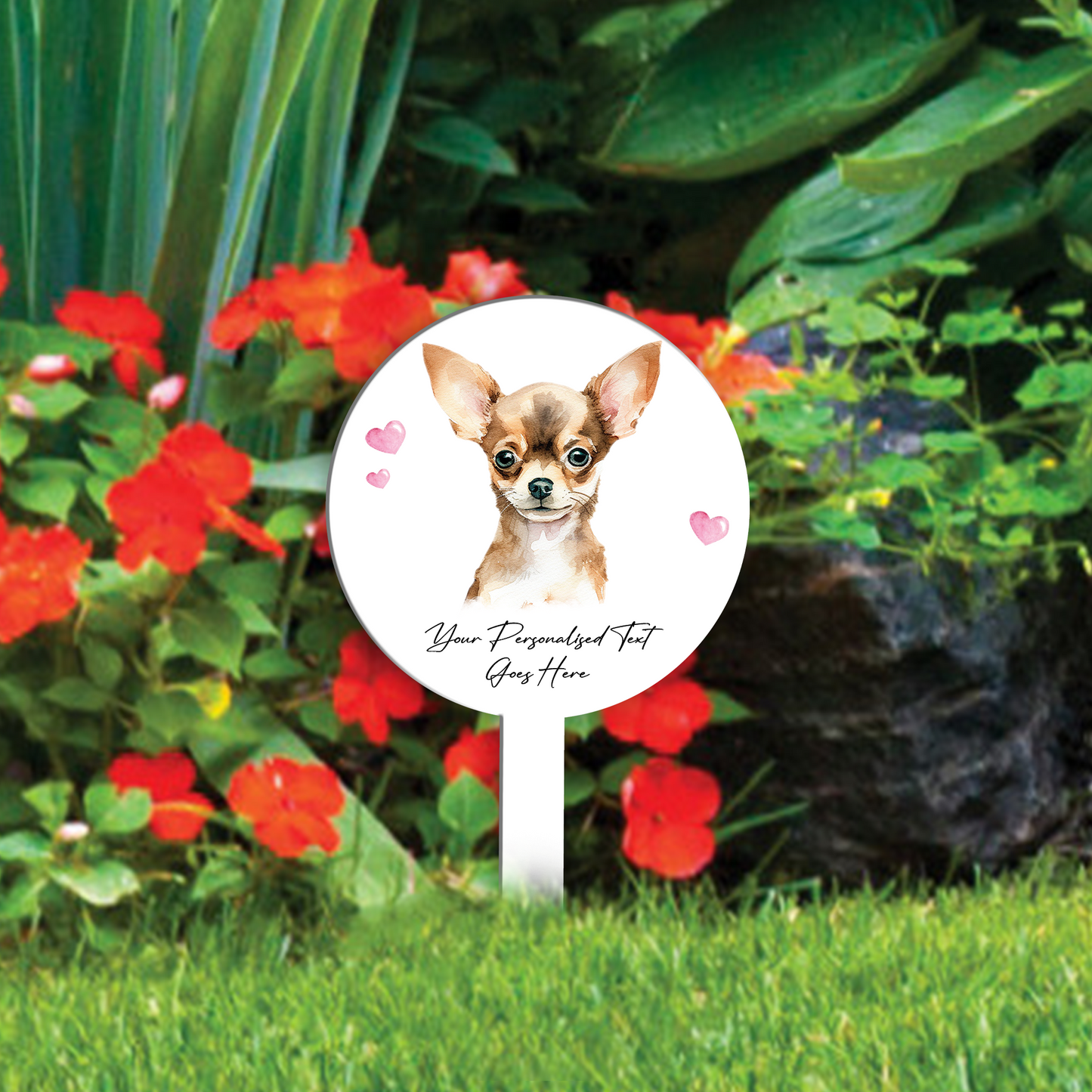 Personalised Dog Love Heart Grave Marker - Chihuahua