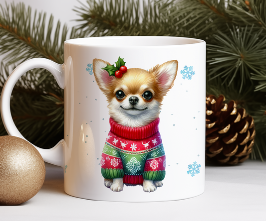 Personalised Chihuahua Dog Christmas Jumper Gift Mug