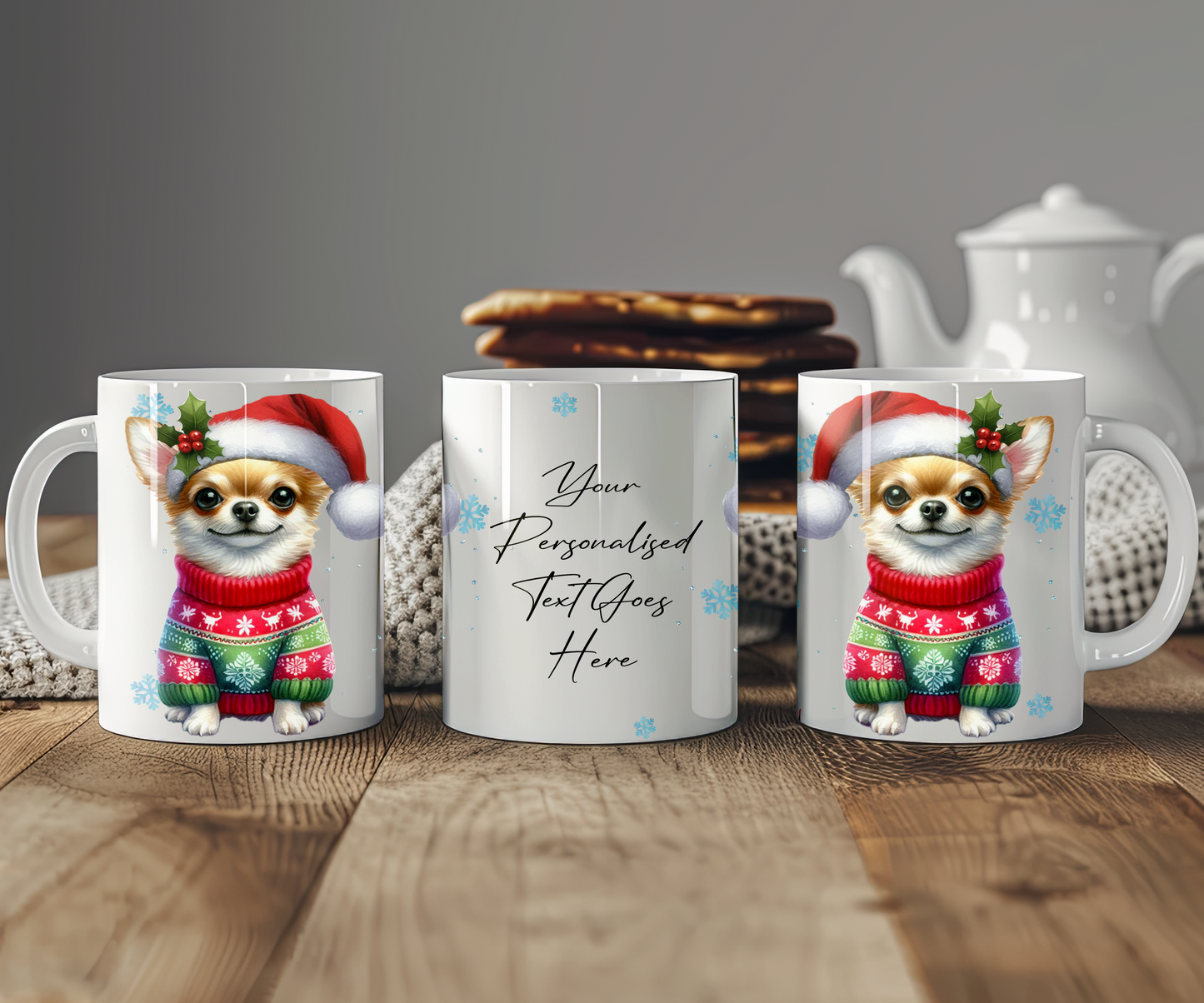 Personalised Chihuahua Dog Christmas Jumper Gift Mug - Style B