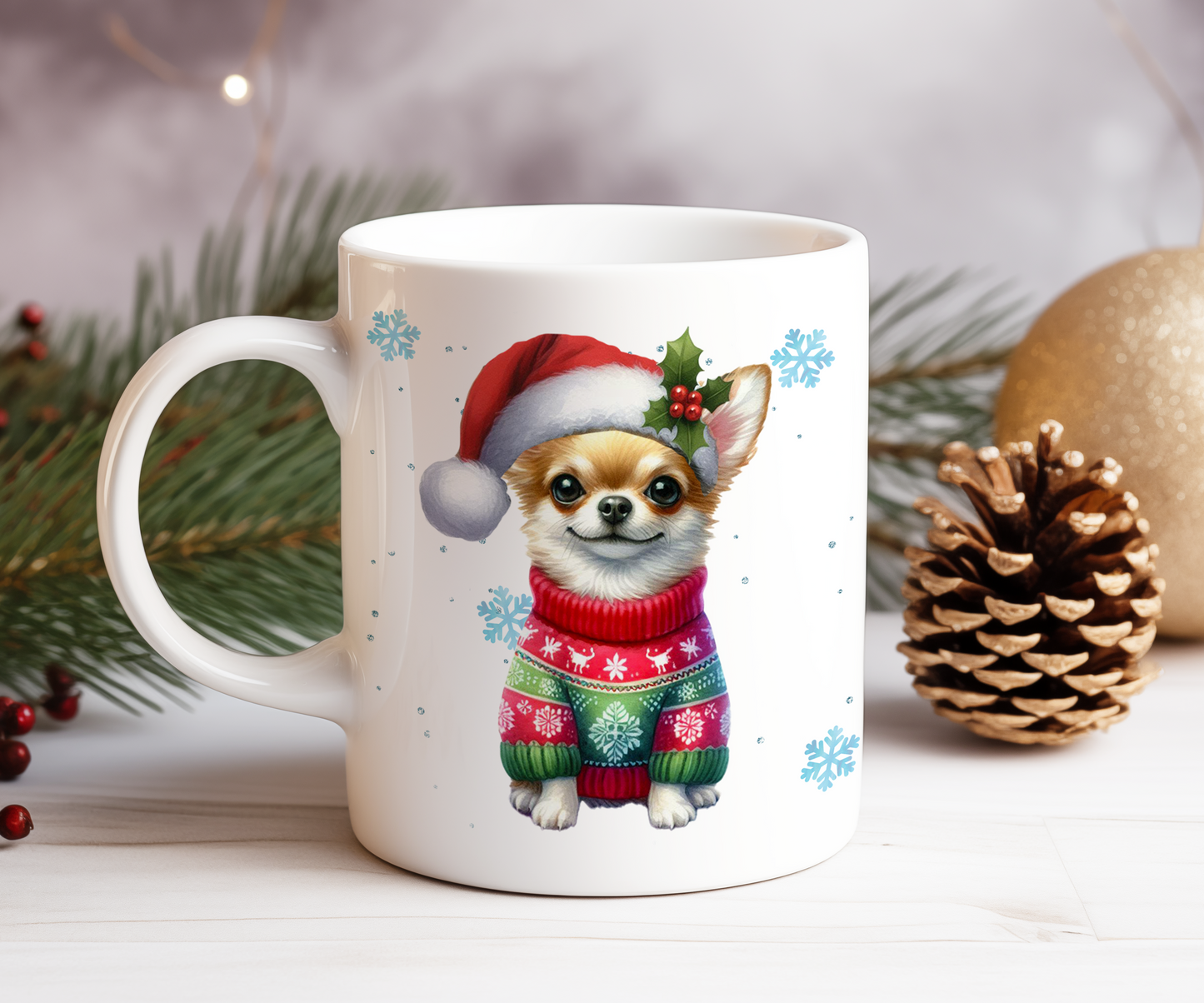 Personalised Chihuahua Dog Christmas Jumper Gift Mug - Style B